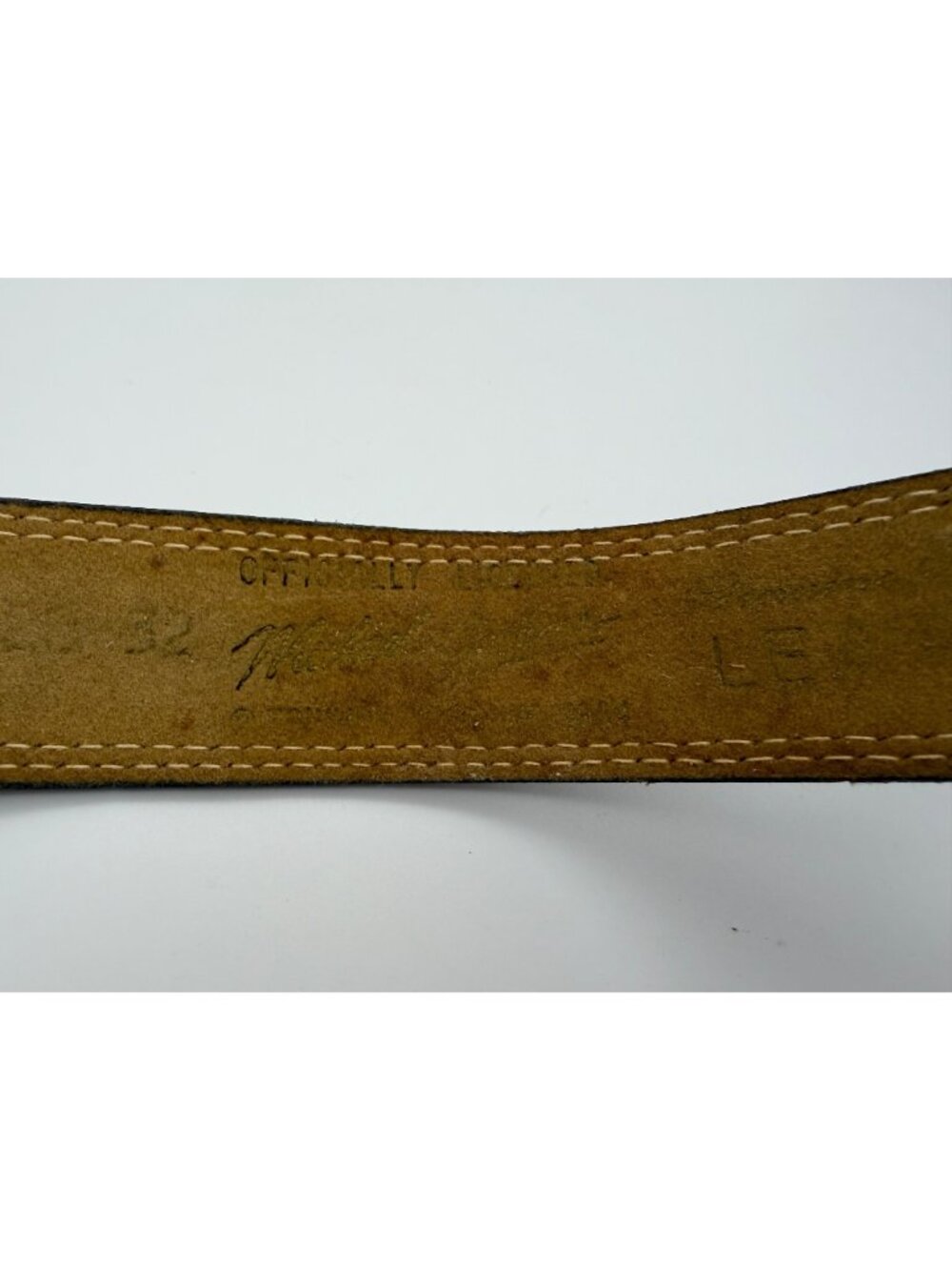 Vintage 1984 Michael Jackson Lee Portrait Belt Buckle Olive Leather Belt 35in US - Picture 6 of 6